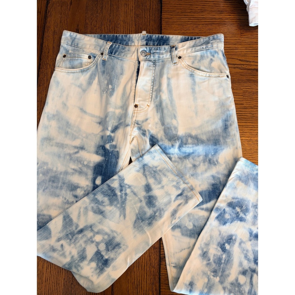 DSQUARED2 Cool Guy Jeans 52 Blue White Tie Dye Denim Made Italy Mens W36